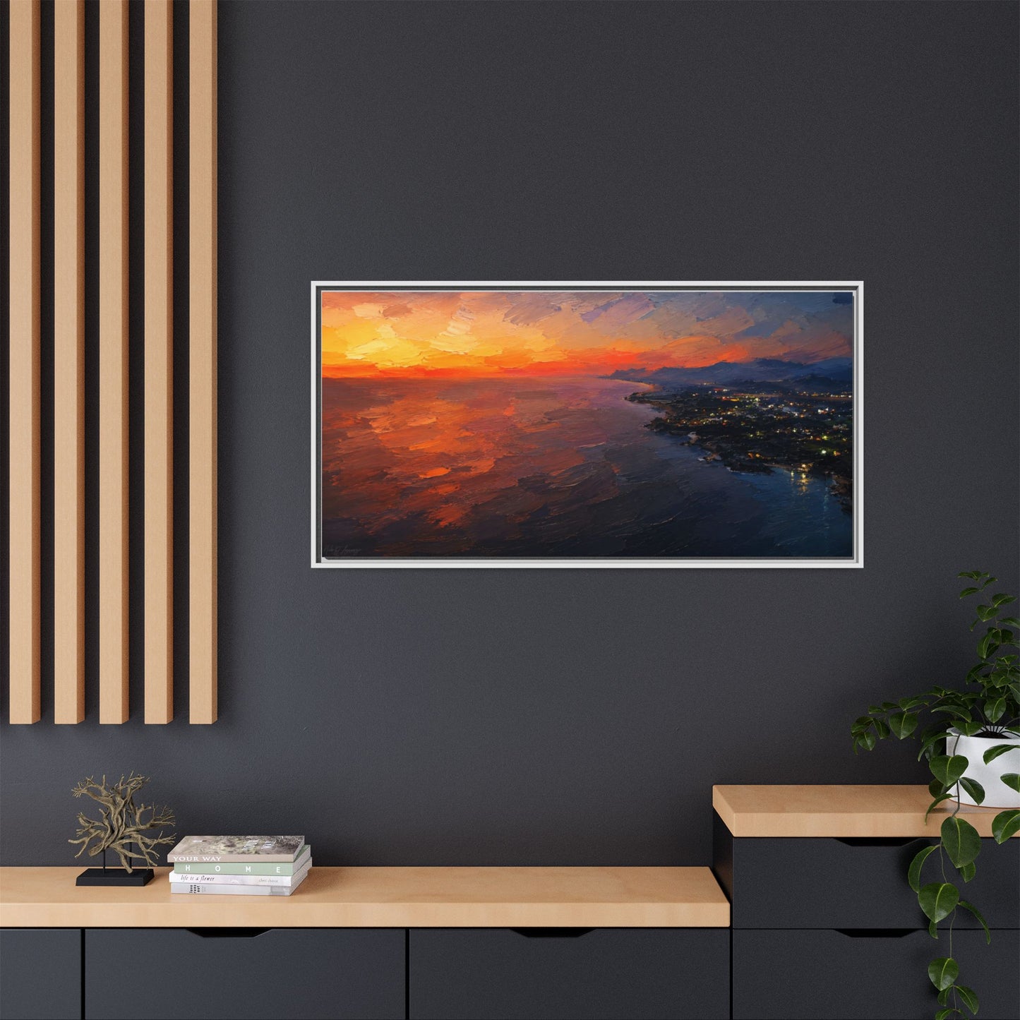 Puerto Escondido Sunset Abstract Framed Canvas Print