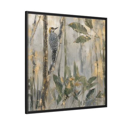 Golden-Cheeked Abstract Framed Canvas Print