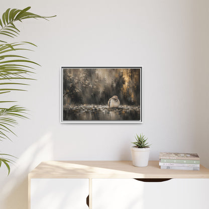 Dove Dark Abstract Framed Canvas Print