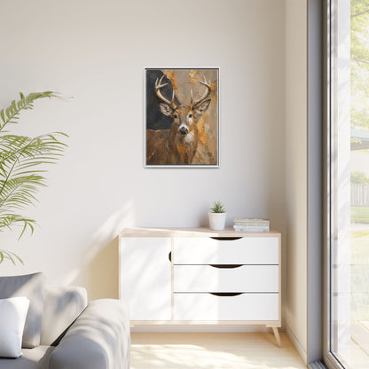 Woodland Buck Abstract Framed Canvas Print