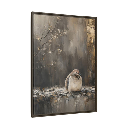 Dove in Shadow Abstract Framed Canvas Print