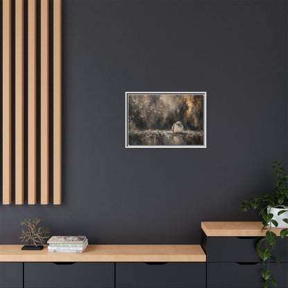Dove Dark Abstract Framed Canvas Print
