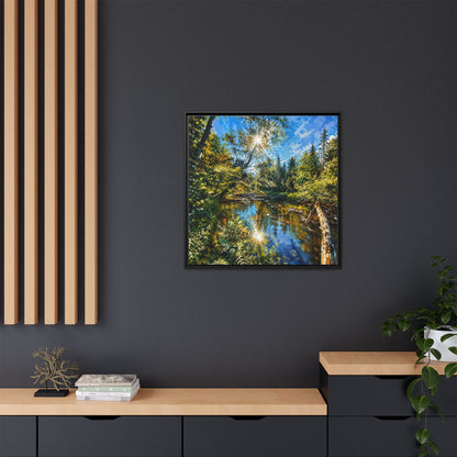Apsley River Abstract Framed Canvas Print