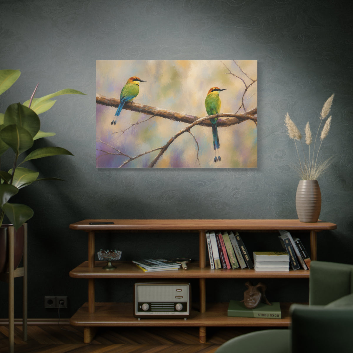 Twin Motmot Abstract Canvas Print