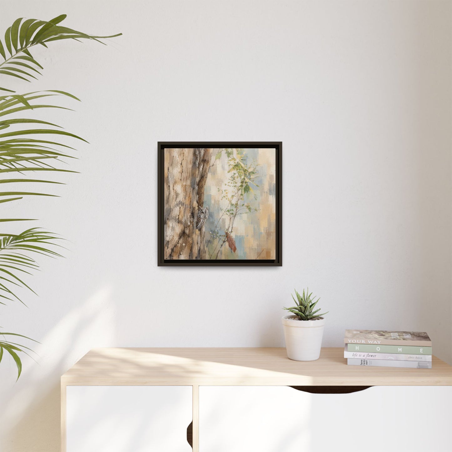 Pacific Screech Owl Abstract Framed Canvas Print