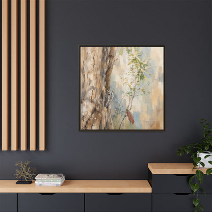 Pacific Screech Owl Abstract Framed Canvas Print