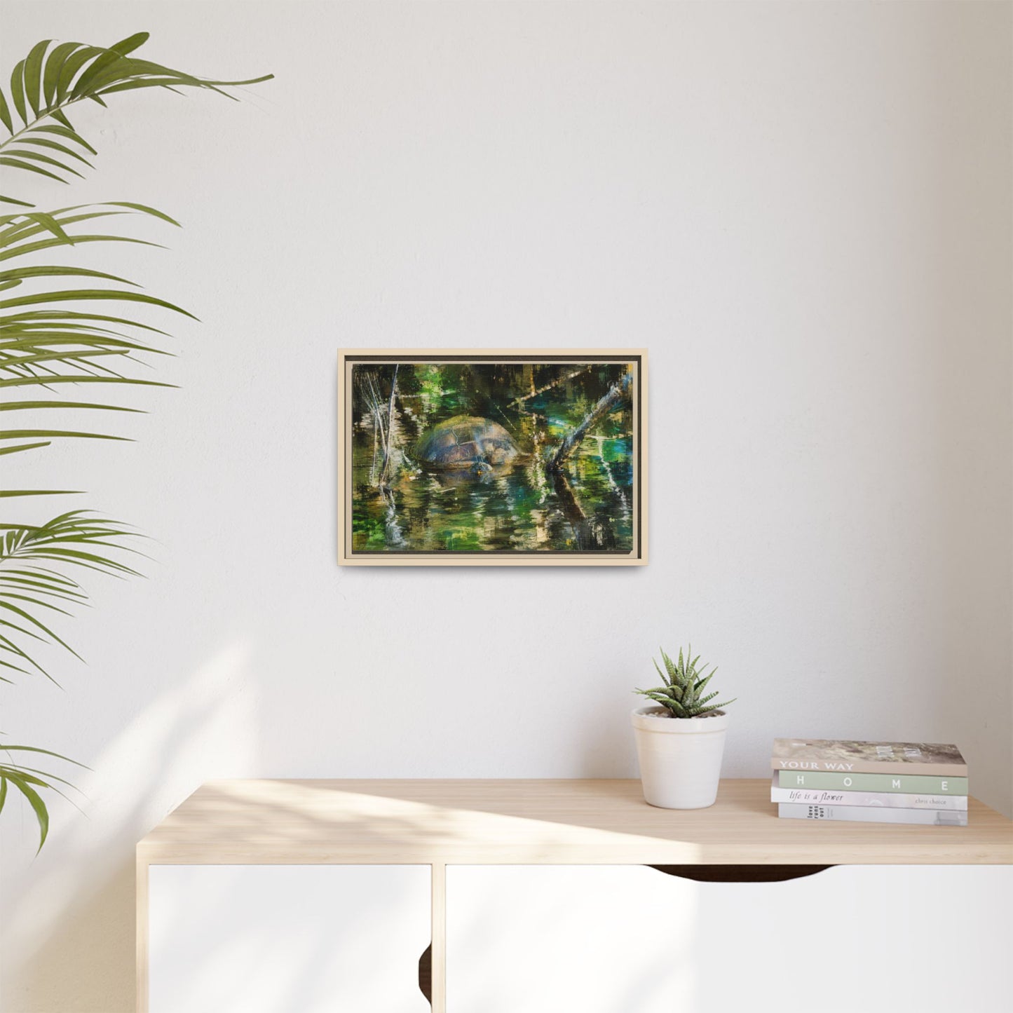Painted Turtle Abstract Framed Canvas Print