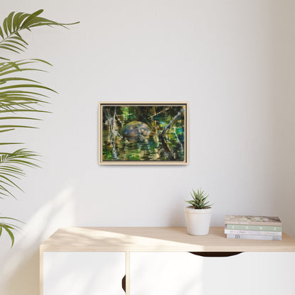 Painted Turtle Abstract Framed Canvas Print