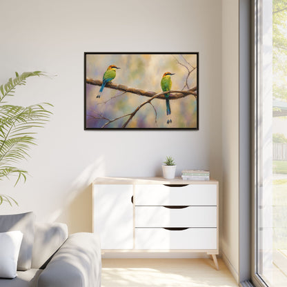 Twin Motmot Abstract Framed Canvas Print