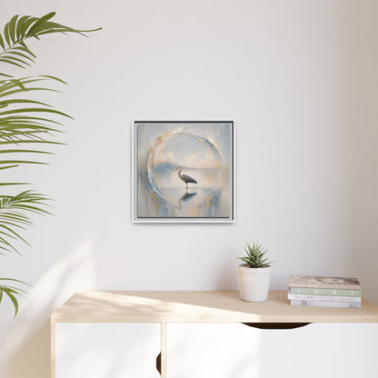 Great Blue Heron Abstract Framed Canvas Print