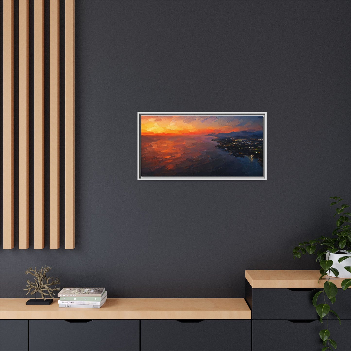 Puerto Escondido Sunset Abstract Framed Canvas Print