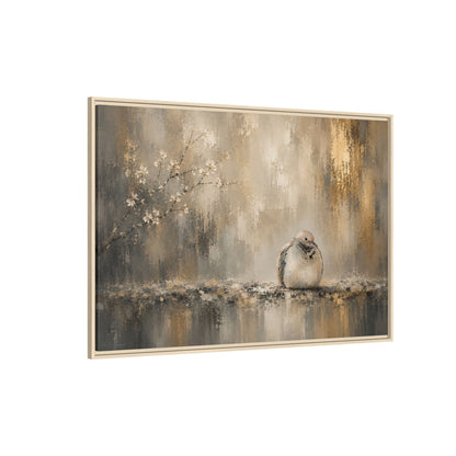 Dove Golden Abstract Framed Canvas Print