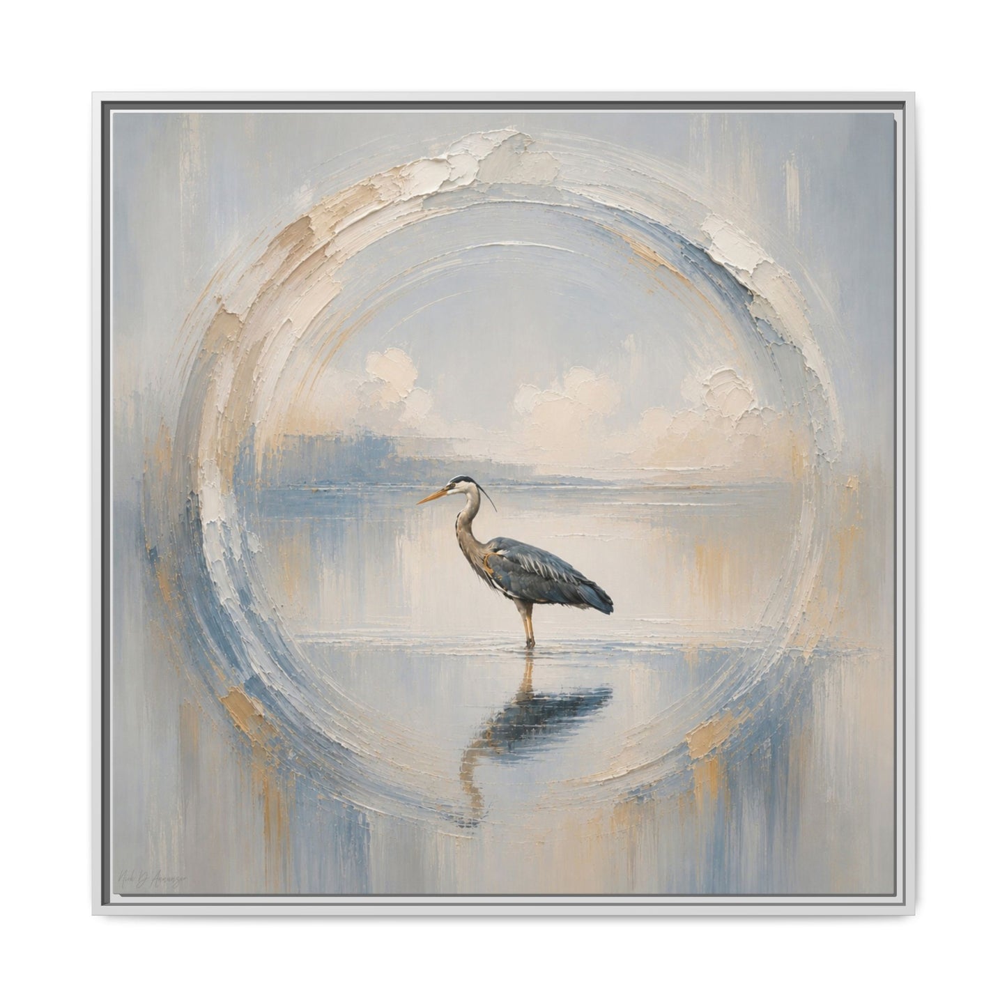 Great Blue Heron Abstract Framed Canvas Print