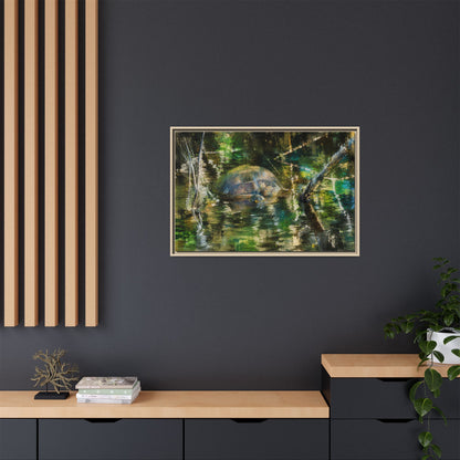 Painted Turtle Abstract Framed Canvas Print