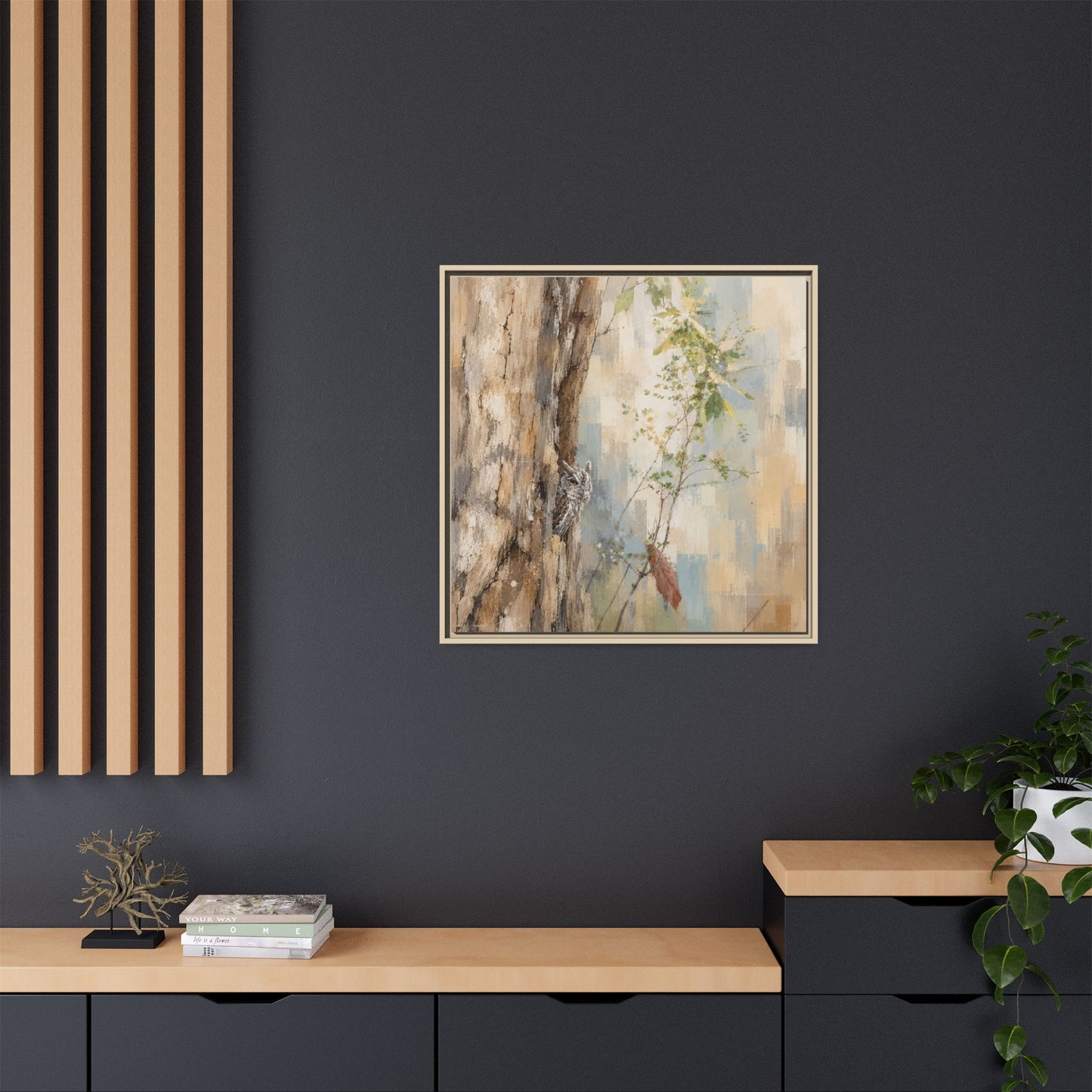Pacific Screech Owl Abstract Framed Canvas Print