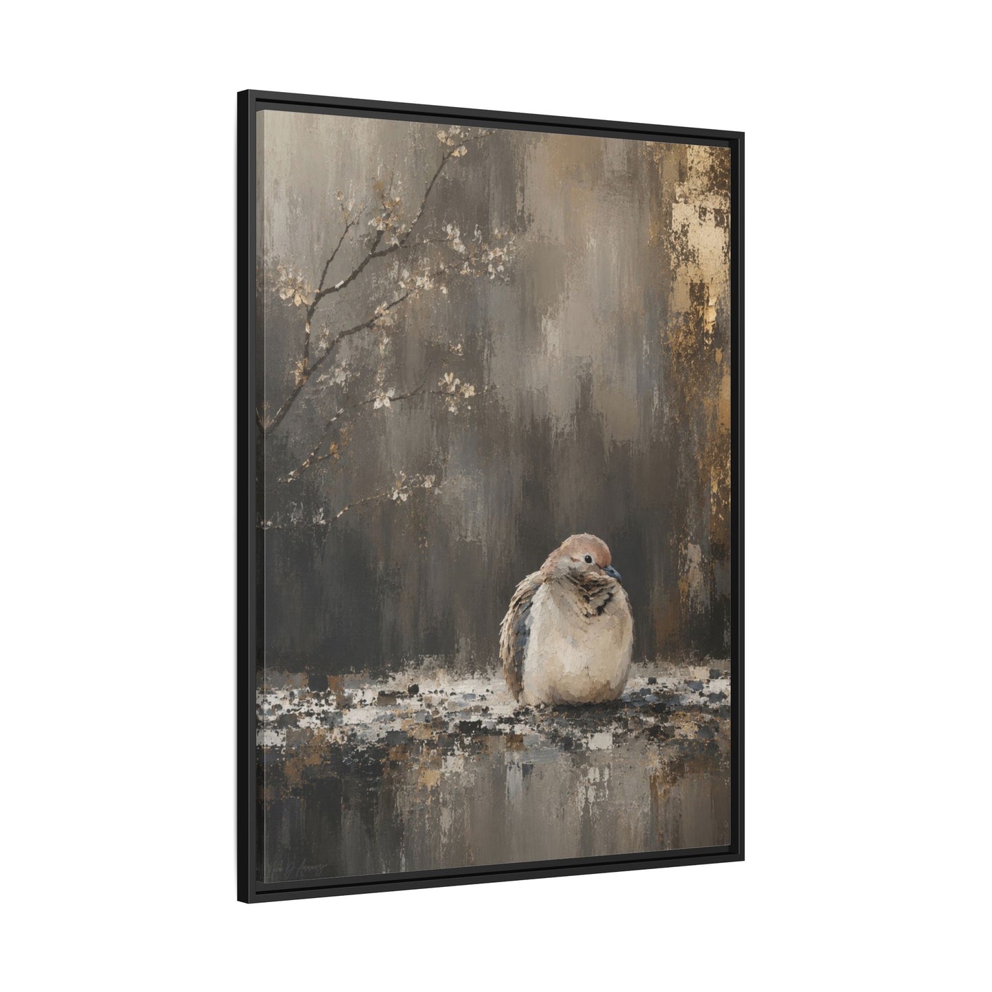 Dove in Shadow Abstract Framed Canvas Print