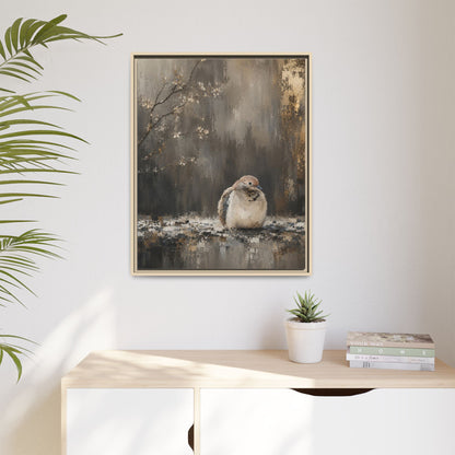 Dove in Shadow Abstract Framed Canvas Print