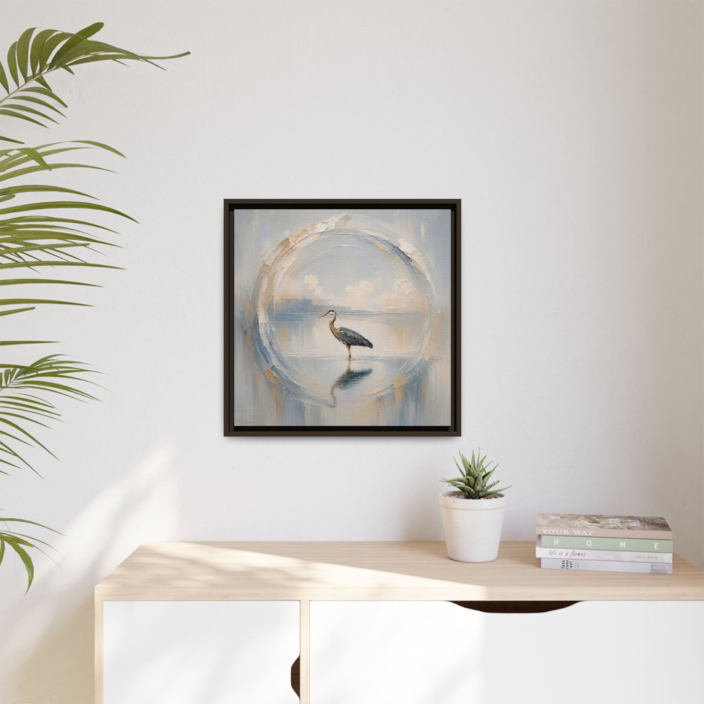 Great Blue Heron Abstract Framed Canvas Print