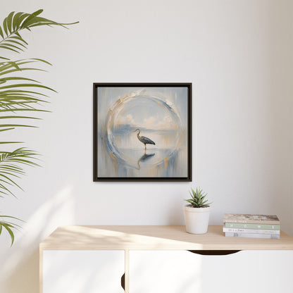 Great Blue Heron Abstract Framed Canvas Print