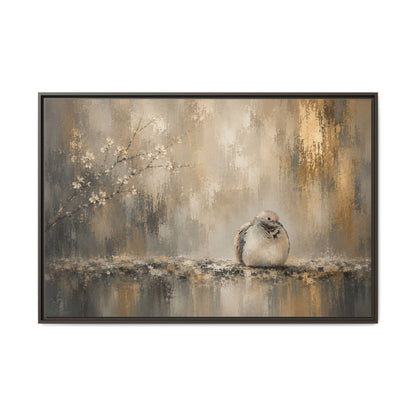 Dove Golden Abstract Framed Canvas Print