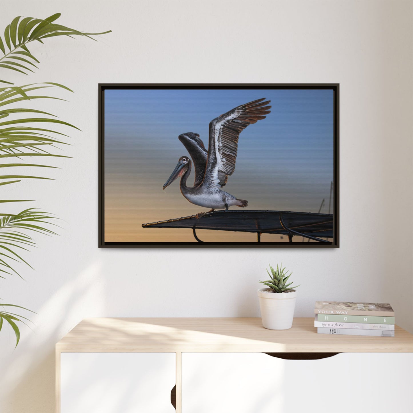 Coastal Pelican | Framed Canvas