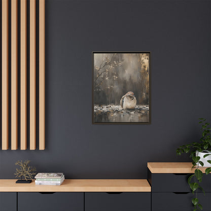 Dove in Shadow Abstract Framed Canvas Print