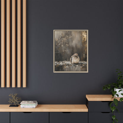 Dove in Shadow Abstract Framed Canvas Print