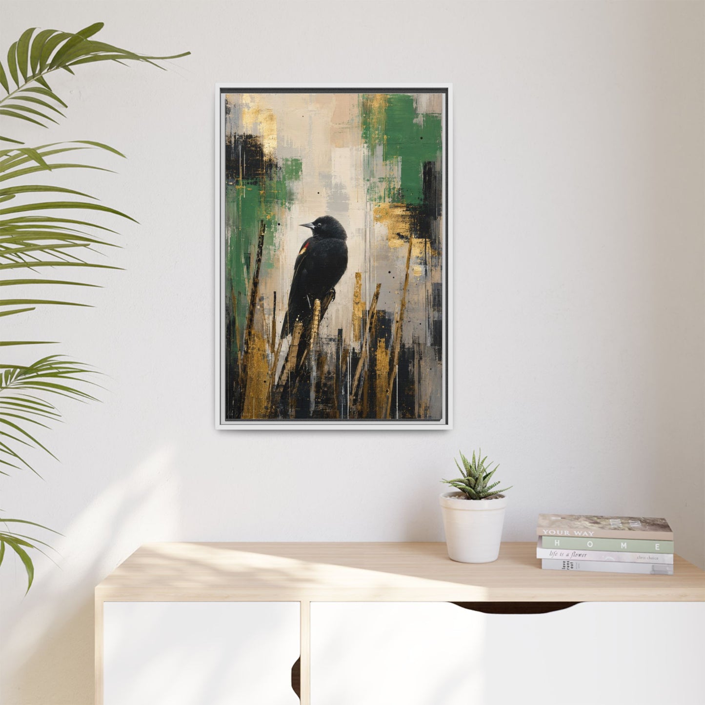 Blackbird Abstract Framed Canvas Print