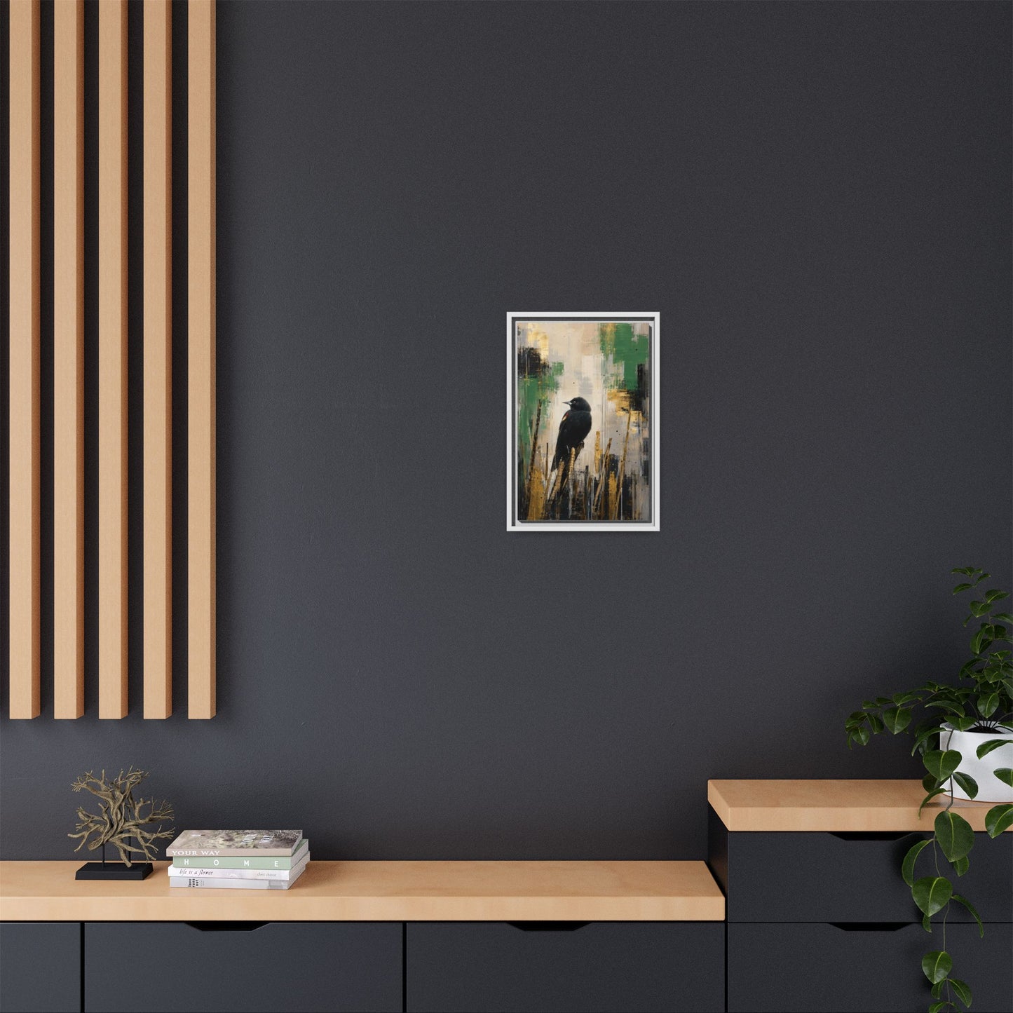 Blackbird Abstract Framed Canvas Print