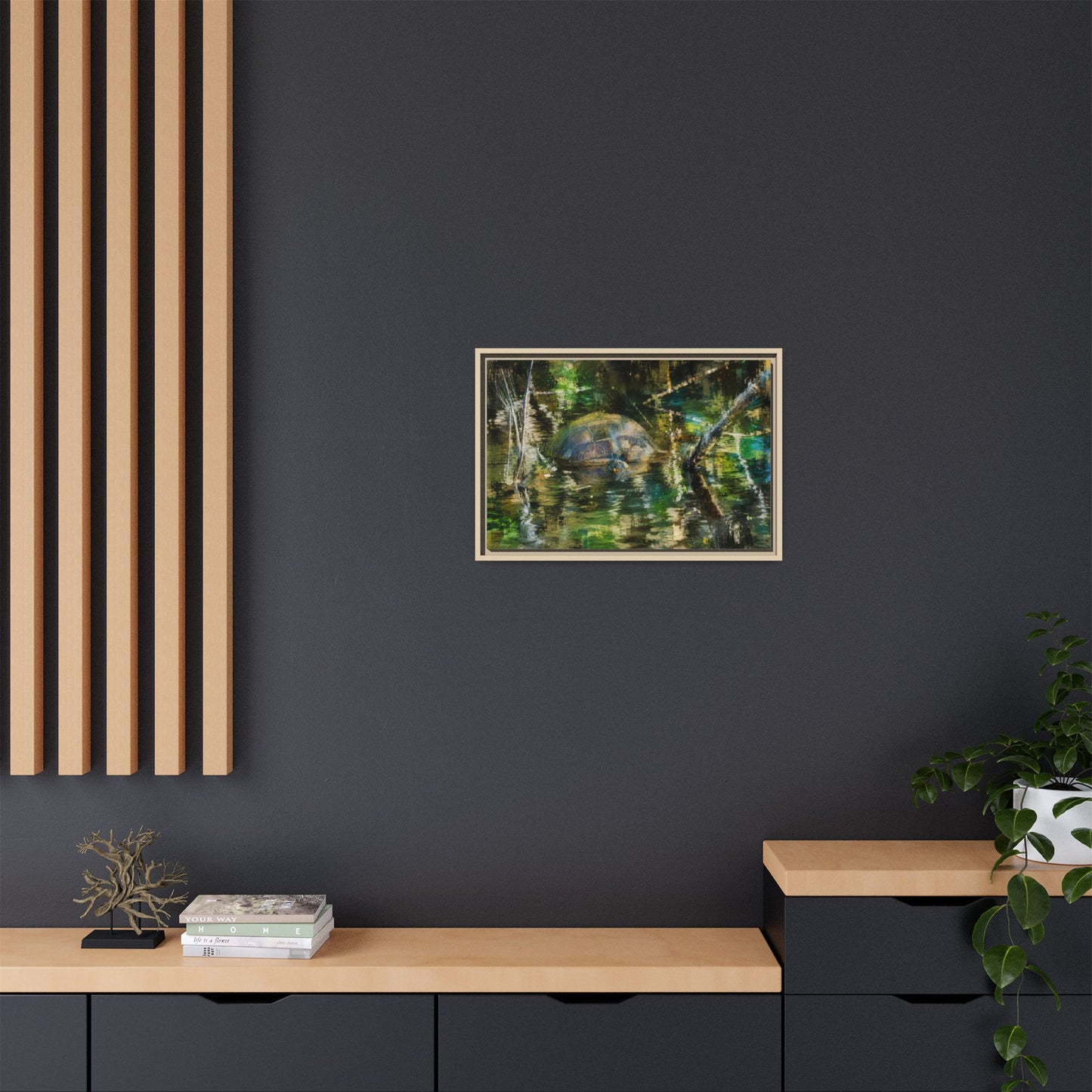 Painted Turtle Abstract Framed Canvas Print