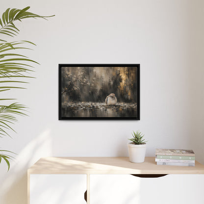 Dove Dark Abstract Framed Canvas Print