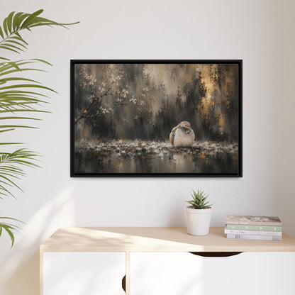 Dove Dark Abstract Framed Canvas Print