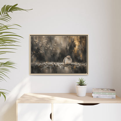 Dove Dark Abstract Framed Canvas Print