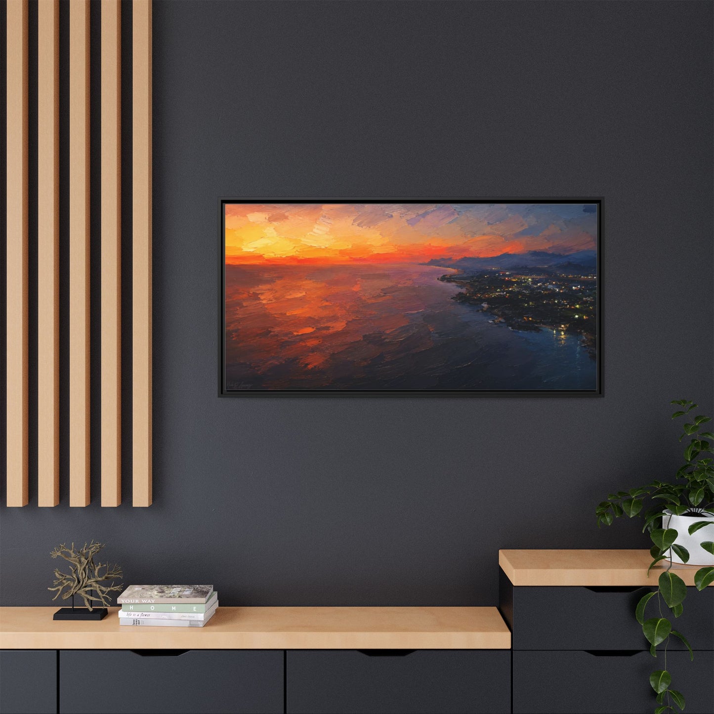 Puerto Escondido Sunset Abstract Framed Canvas Print