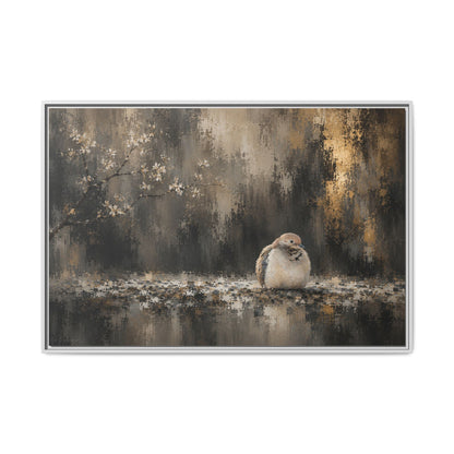 Dove Dark Abstract Framed Canvas Print