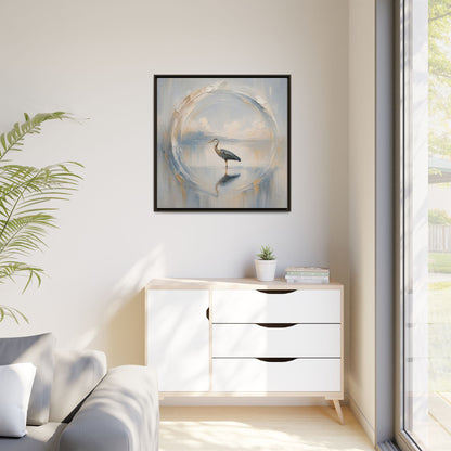 Great Blue Heron Abstract Framed Canvas Print