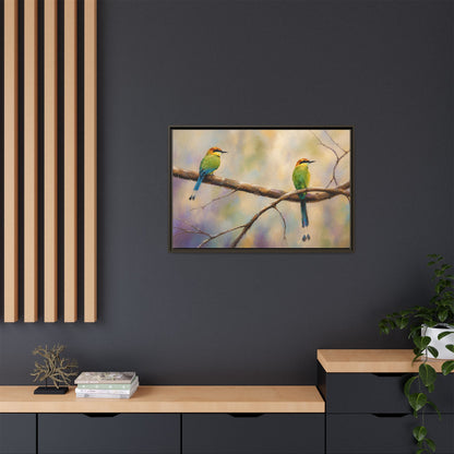 Twin Motmot Abstract Framed Canvas Print
