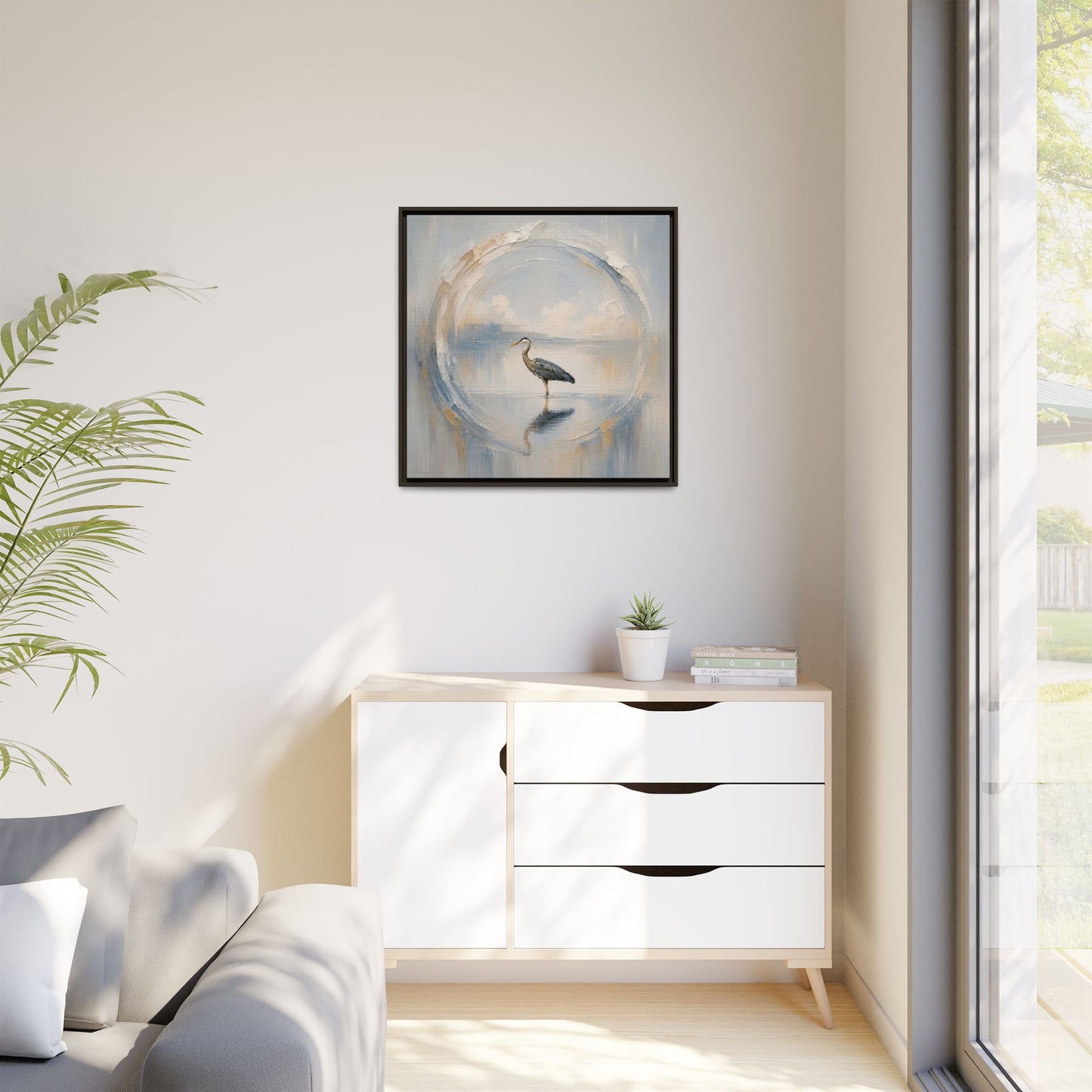 Great Blue Heron Abstract Framed Canvas Print