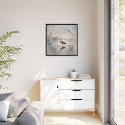 Great Blue Heron Abstract Framed Canvas Print