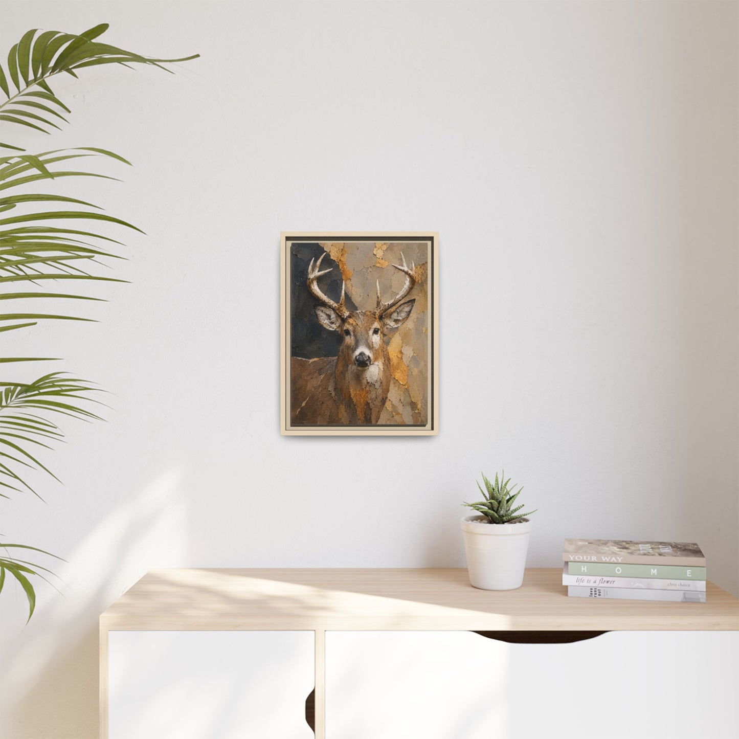 Woodland Buck Abstract Framed Canvas Print