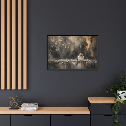 Dove Dark Abstract Framed Canvas Print