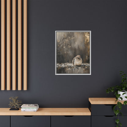 Dove in Shadow Abstract Framed Canvas Print