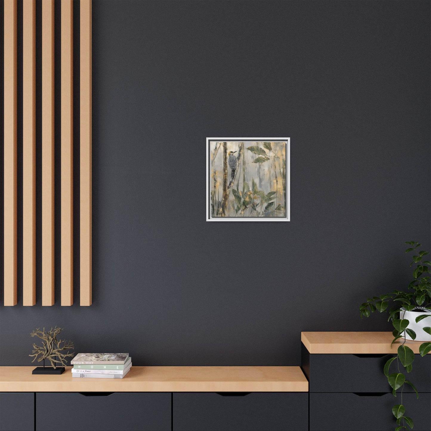Golden-Cheeked Abstract Framed Canvas Print