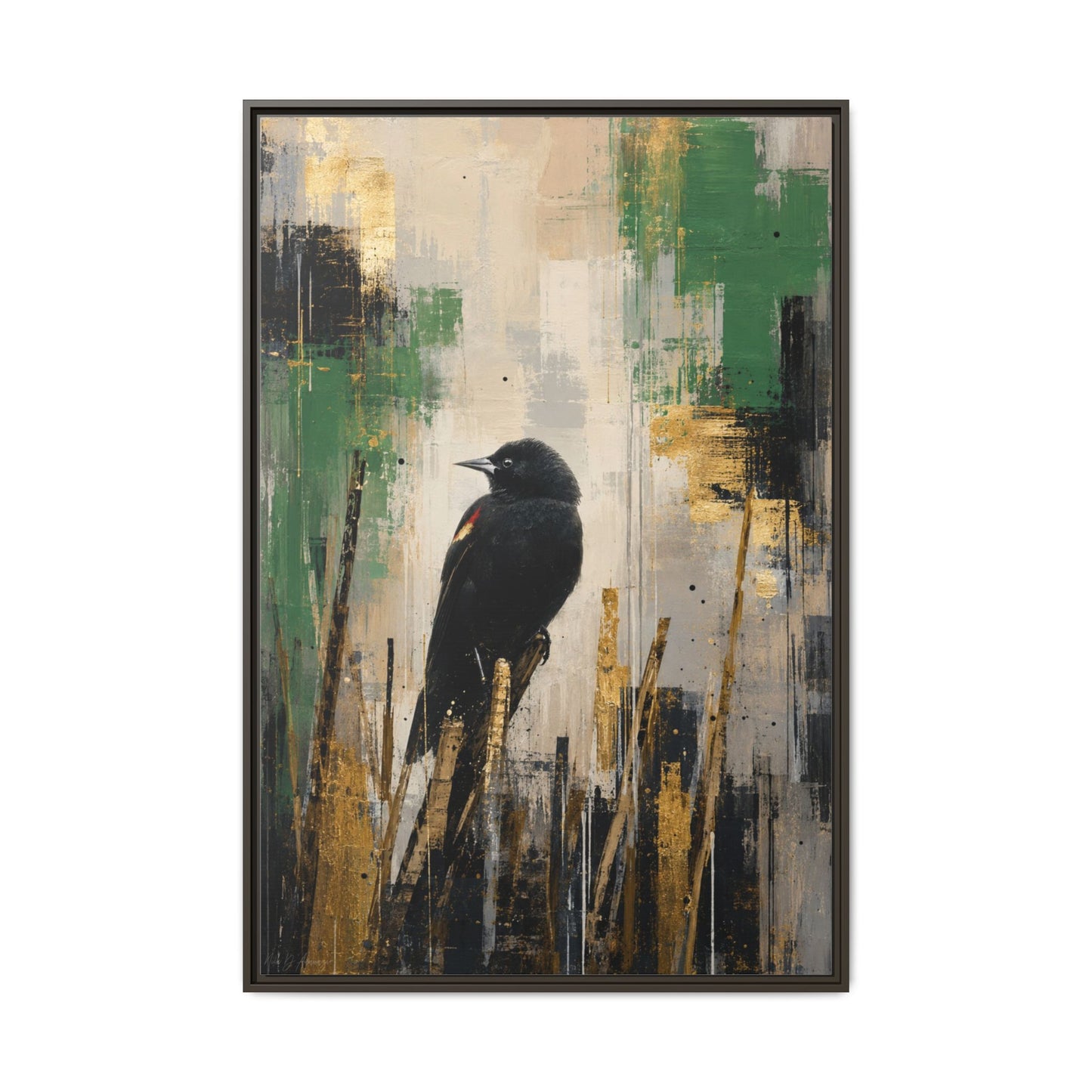 Blackbird Abstract Framed Canvas Print