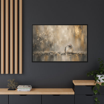 Dove Golden Abstract Framed Canvas Print