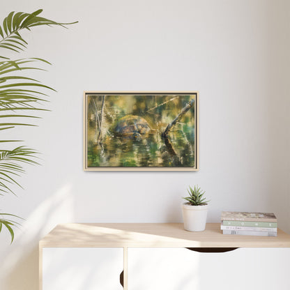 Painted Turtle Light Abstract Framed Canvas Print