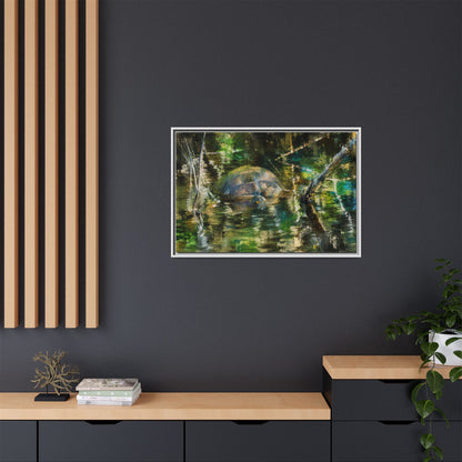 Painted Turtle Abstract Framed Canvas Print