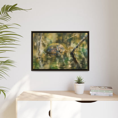 Painted Turtle Light Abstract Framed Canvas Print