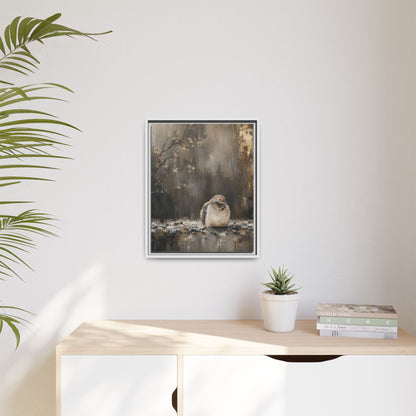 Dove in Shadow Abstract Framed Canvas Print