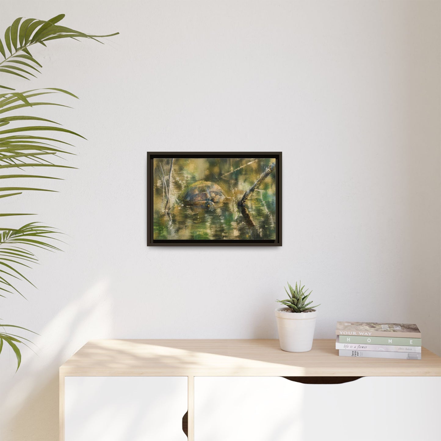 Painted Turtle Light Abstract Framed Canvas Print
